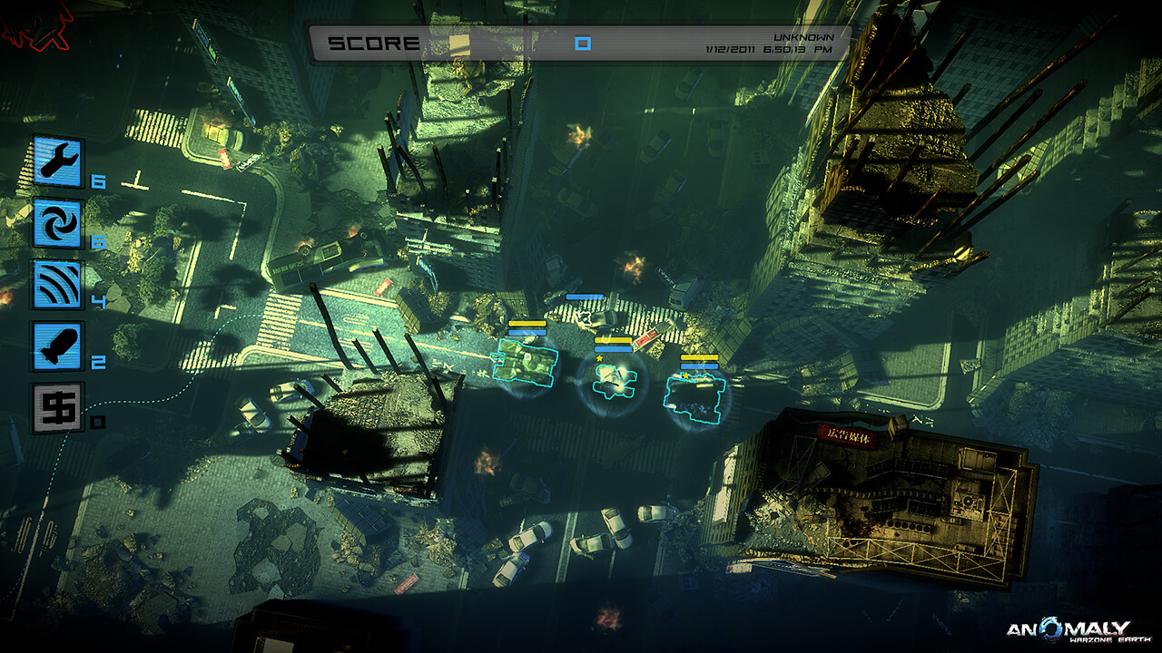 Anomaly: Warzone Earth: human convoy routing through alien tower fire