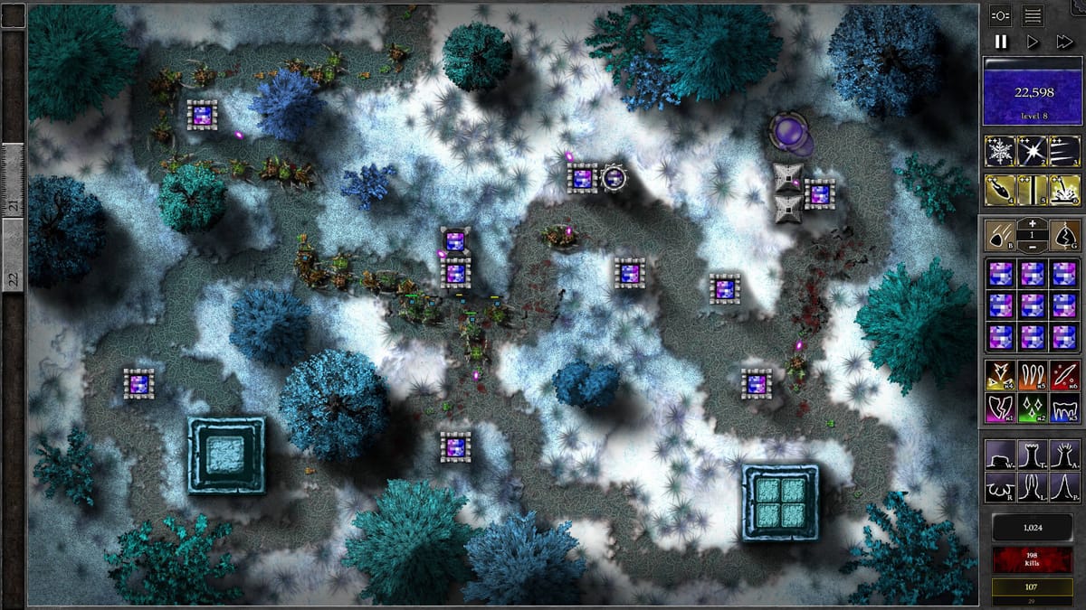 GemCraft: Frostborn Wrath: frost and gem towers on a frozen endurance map