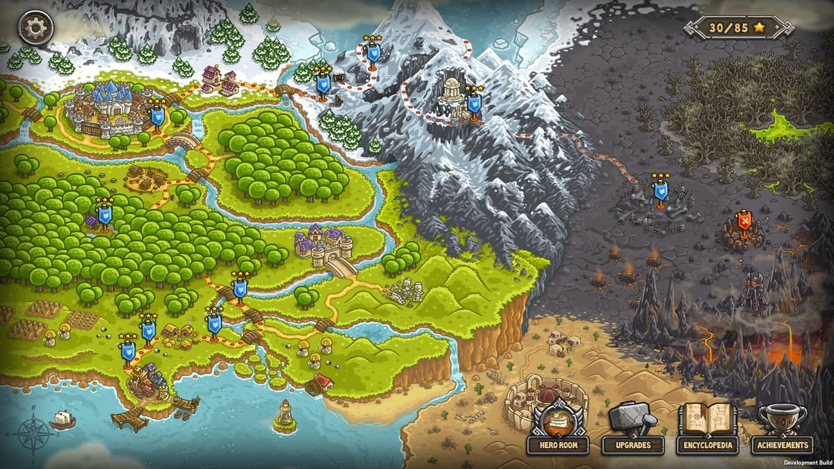 Kingdom Rush: fantasy towers and heroes holding a chokepoint against incoming waves