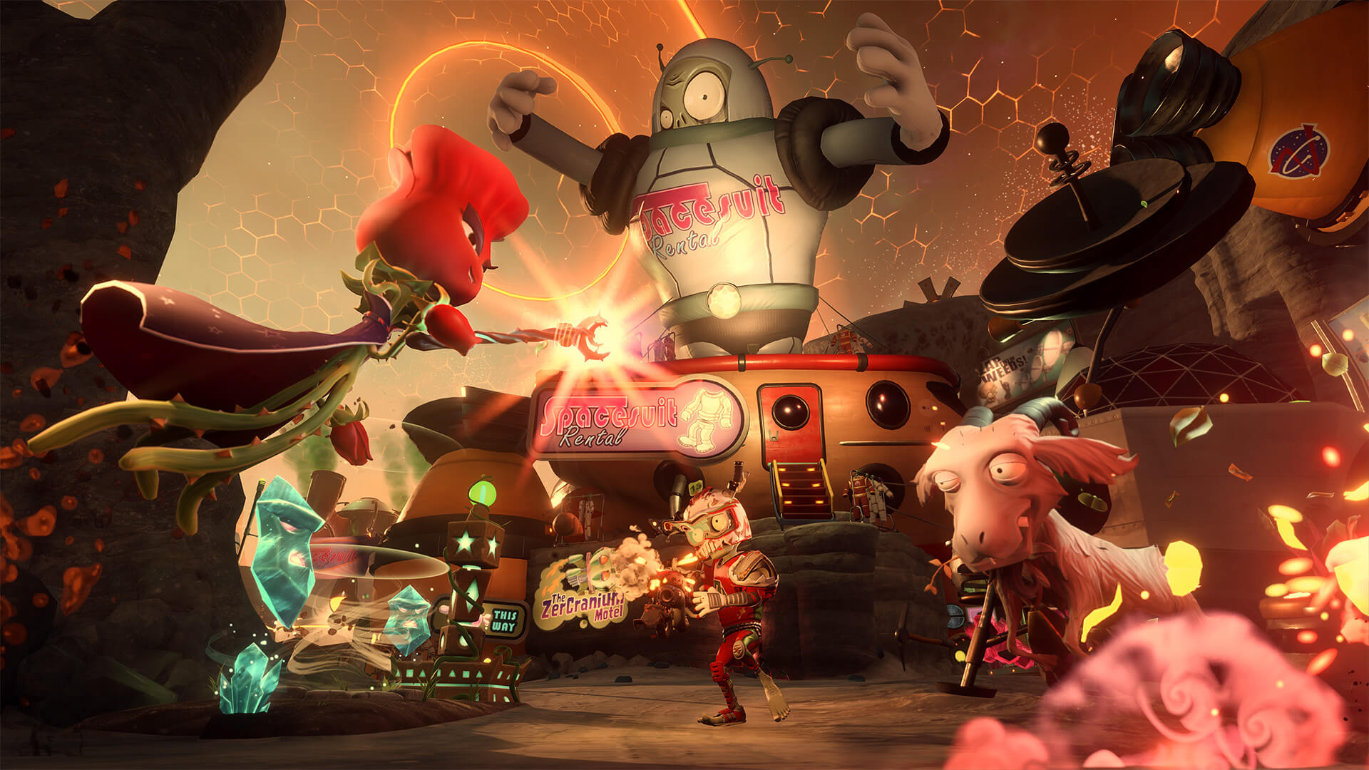 Plants vs. Zombies Garden Warfare 2: plants and zombies in a colorful third-person shooter battle